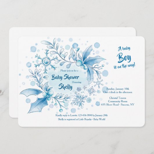 Invitation à la douche pour bébé d'hiver (Devant / Derrière)
