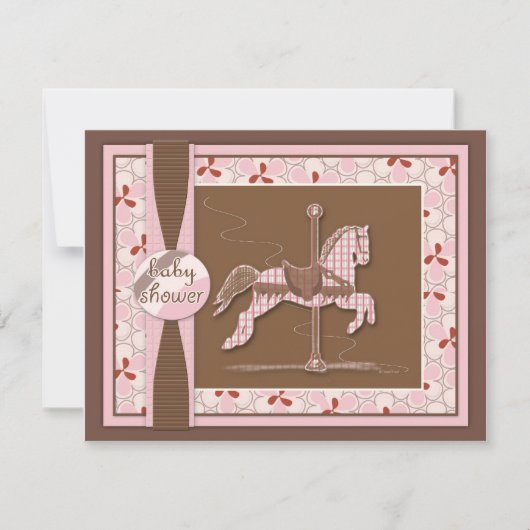 Invitation à la douche pour bébé du Carousel Horse (Devant)