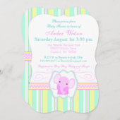 Invitation à la douche pour bébé éléphant (Devant / Derrière)
