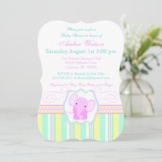 Invitation à la douche pour bébé éléphant (Debout devant)