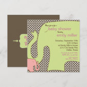 Invitation à la douche pour bébé éléphant doux (Devant / Derrière)