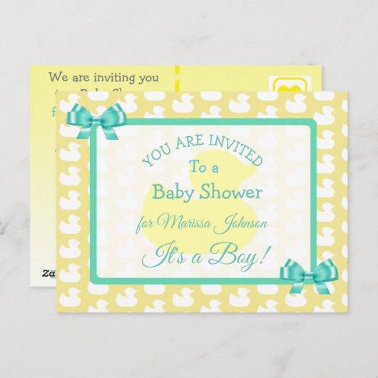Invitation à la douche pour bébé en caoutchouc jau (Devant / Derrière)