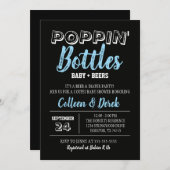 Invitation à la douche pour bébé et bière | Noir e (Devant / Derrière)