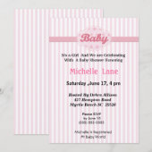Invitation à la douche pour bébé fille (Devant / Derrière)