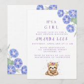 Invitation à la douche pour bébé fille (Devant / Derrière)