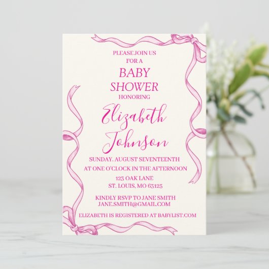 Invitation à la douche pour bébé fille (Debout devant)