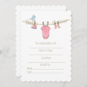 Invitation à la douche pour bébé fille (Devant / Derrière)
