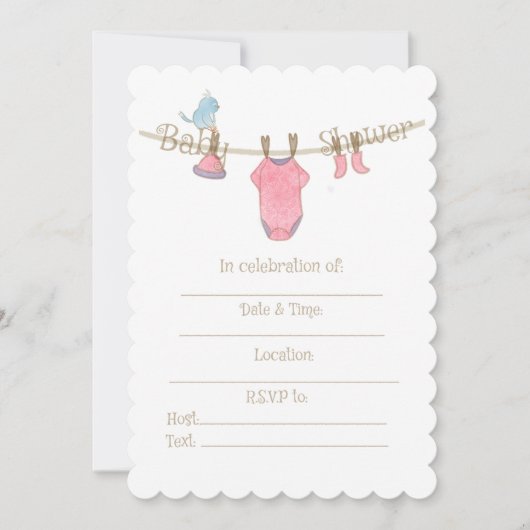 Invitation à la douche pour bébé fille (Devant)