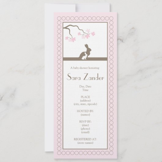 Invitation à la douche pour bébé fille (Devant)