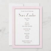 Invitation à la douche pour bébé fille (Dos)