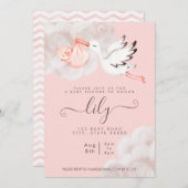 Invitation à la douche pour bébé fille (Devant / Derrière)