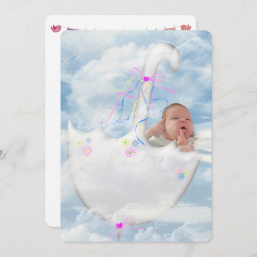 Invitation à la douche pour bébé fille (Devant / Derrière)