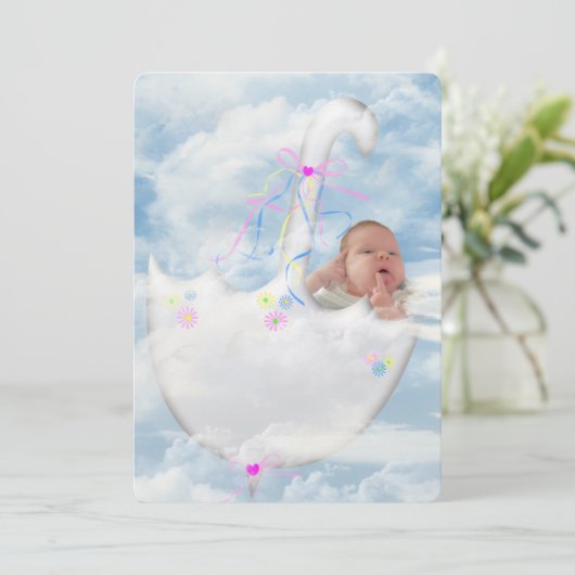 Invitation à la douche pour bébé fille (Debout devant)