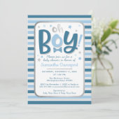 Invitation à la douche pour bébé garçon| Bleues (Debout devant)