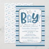Invitation à la douche pour bébé garçon| Bleues (Devant / Derrière)