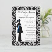 Invitation à la douche pour bébé garçon noir et bl (Debout devant)