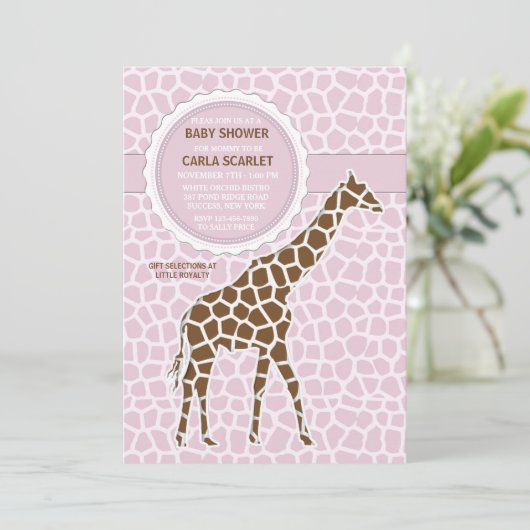 Invitation à la douche pour bébé Girafe (Debout devant)