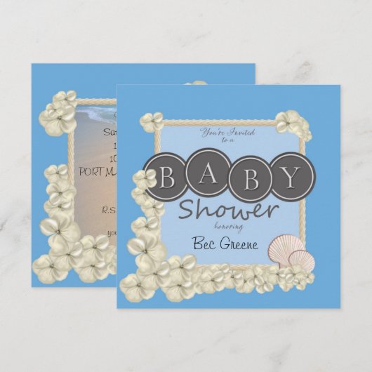 Invitation à la douche pour bébé océanique (Devant / Derrière)