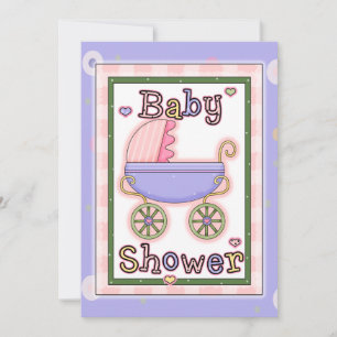 Invitation à la douche pour bébé Pram colorée