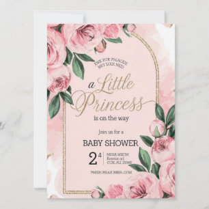 Invitation à la douche pour bébé rose floral - Élé
