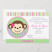 Invitation à la douche pour bébé singe (Devant / Derrière)
