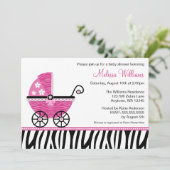 Invitation à la douche pour bébé Zebra (Debout devant)