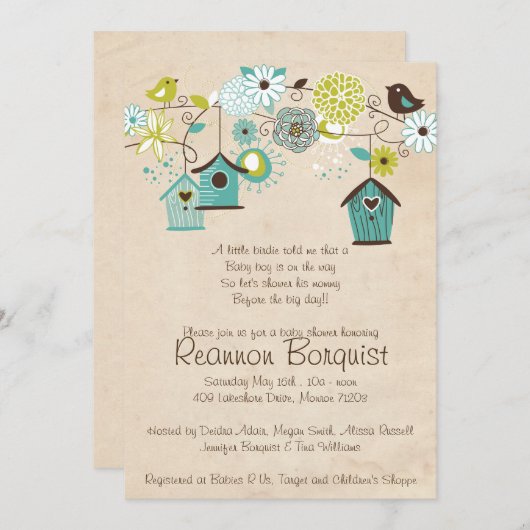 Invitation à la douche pour bébés (Devant / Derrière)