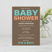 Invitation à la douche pour bébés - Brown/Turquois (Debout devant)
