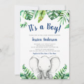 Invitation à la douche pour bébés de la Jungle Ele (Devant)