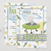 Invitation à la douche pour bébés par astronaute s (Devant / Derrière)