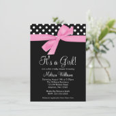 Invitation à la douche pour bébés Pow Bow Poka Dot (Debout devant)