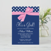 Invitation à la douche pour bébés Pow rose de la m (Debout devant)