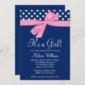 Invitation à la douche pour bébés Pow rose de la m (Devant / Derrière)