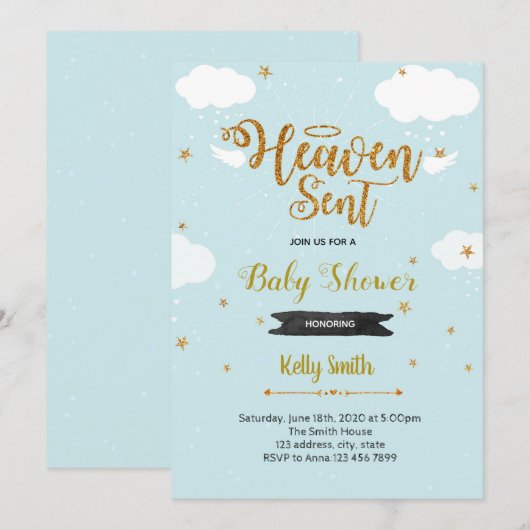 Invitation à la douche pour garçon envoyé par le c (Devant / Derrière)