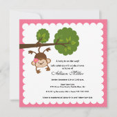 Invitation à la douche pour petite fille de singe (Devant)