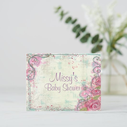 Invitation à la douche rose (Debout devant)