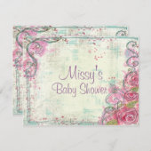 Invitation à la douche rose (Devant / Derrière)