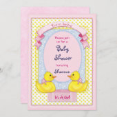 Invitation à la douche rose en caoutchouc (Devant / Derrière)