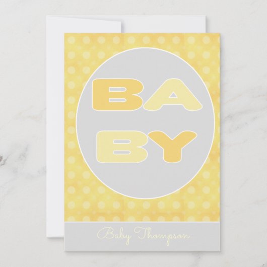 Invitation à la douche texte bébé (Jaune) (Devant)