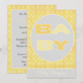 Invitation à la douche texte bébé (Jaune) (Devant / Derrière)