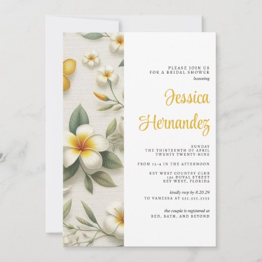 Invitation à la douche tropicale florale (Devant)