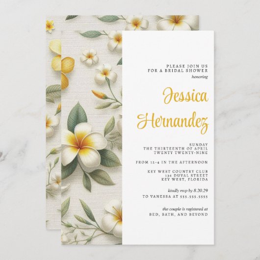 Invitation à la douche tropicale florale (Devant / Derrière)