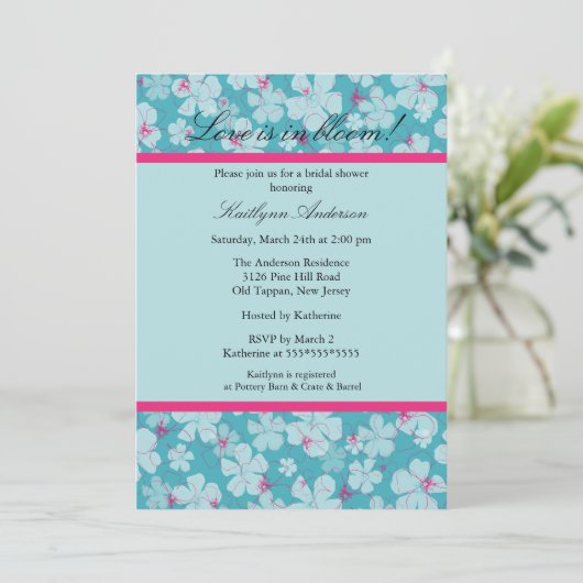 Invitation à la douche tropicale florale (Debout devant)