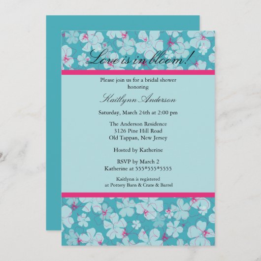 Invitation à la douche tropicale florale (Devant / Derrière)