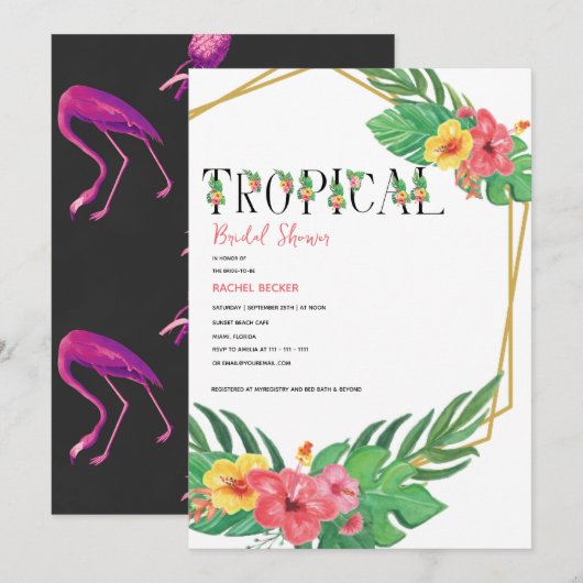 Invitation à la douche tropicale florale (Devant / Derrière)