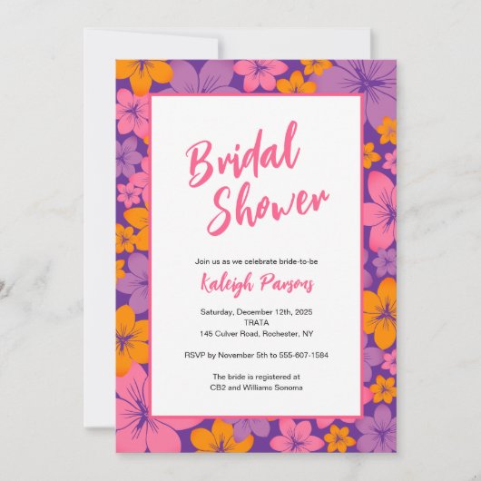 Invitation à la douche tropicale nuptiale (Devant)