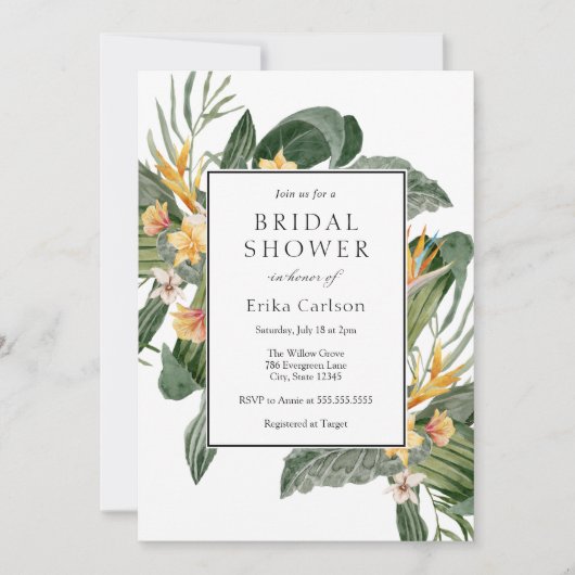 Invitation à la douche tropicale nuptiale (Devant)