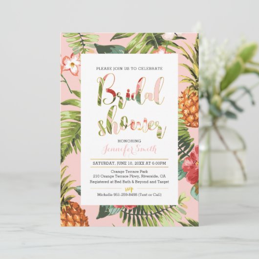Invitation à la douche tropicale nuptiale (Debout devant)