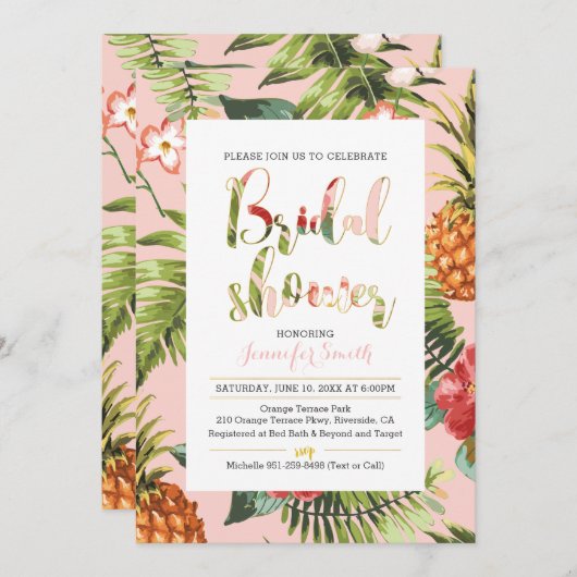 Invitation à la douche tropicale nuptiale (Devant / Derrière)