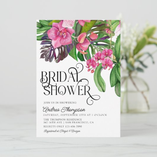 Invitation à la douche tropicale nuptiale (Debout devant)